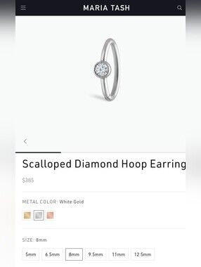 Maria Tash Scalloped Diamond Hoop Earring 8mm
